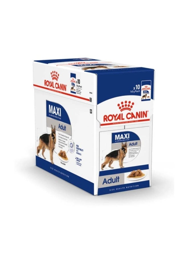 رويال كانين حجم التغذية الصحية ماكسي للبالغين (طعام رطب - أكياس) 10 × 140 غرام - Image 1